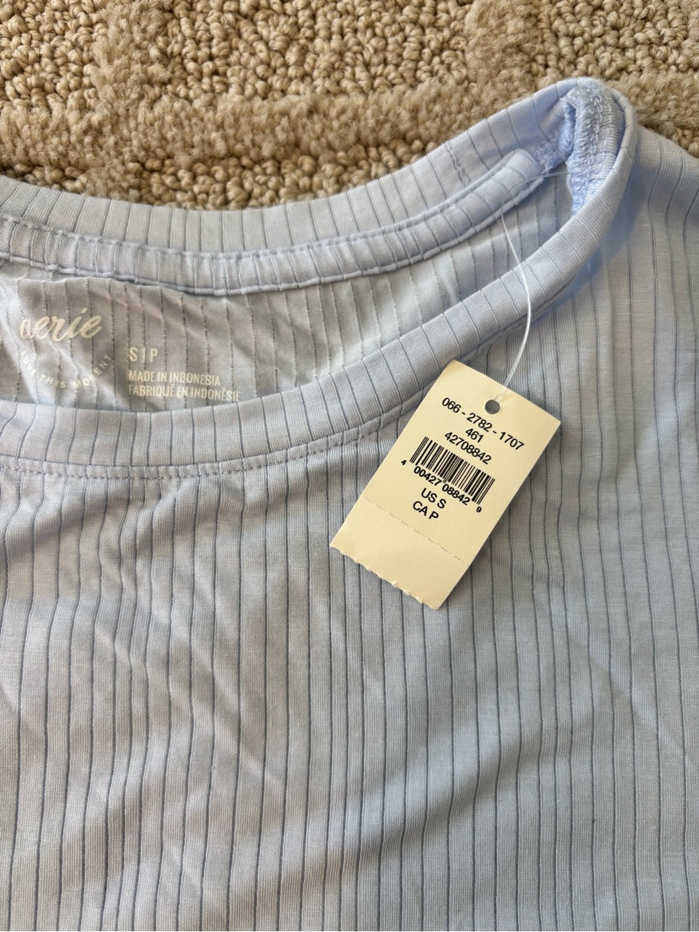 NWT aerie Light Blue Wide-Leg Lounge Tee & Pants Set - Picture 4 of 7